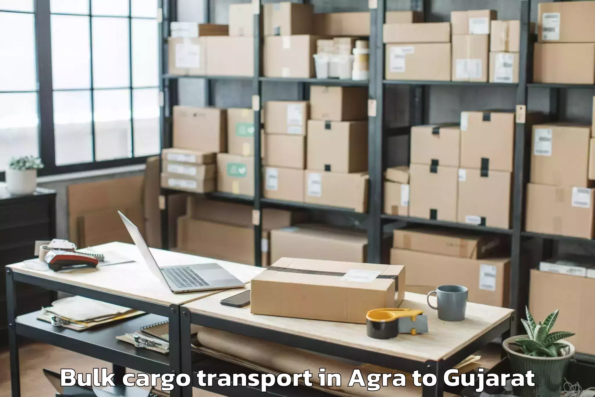 Book Agra to Bhiloda Bulk Cargo Transport Online